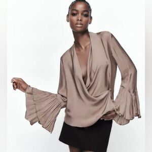 ZARA RUFFLED WRAP BLOUSE